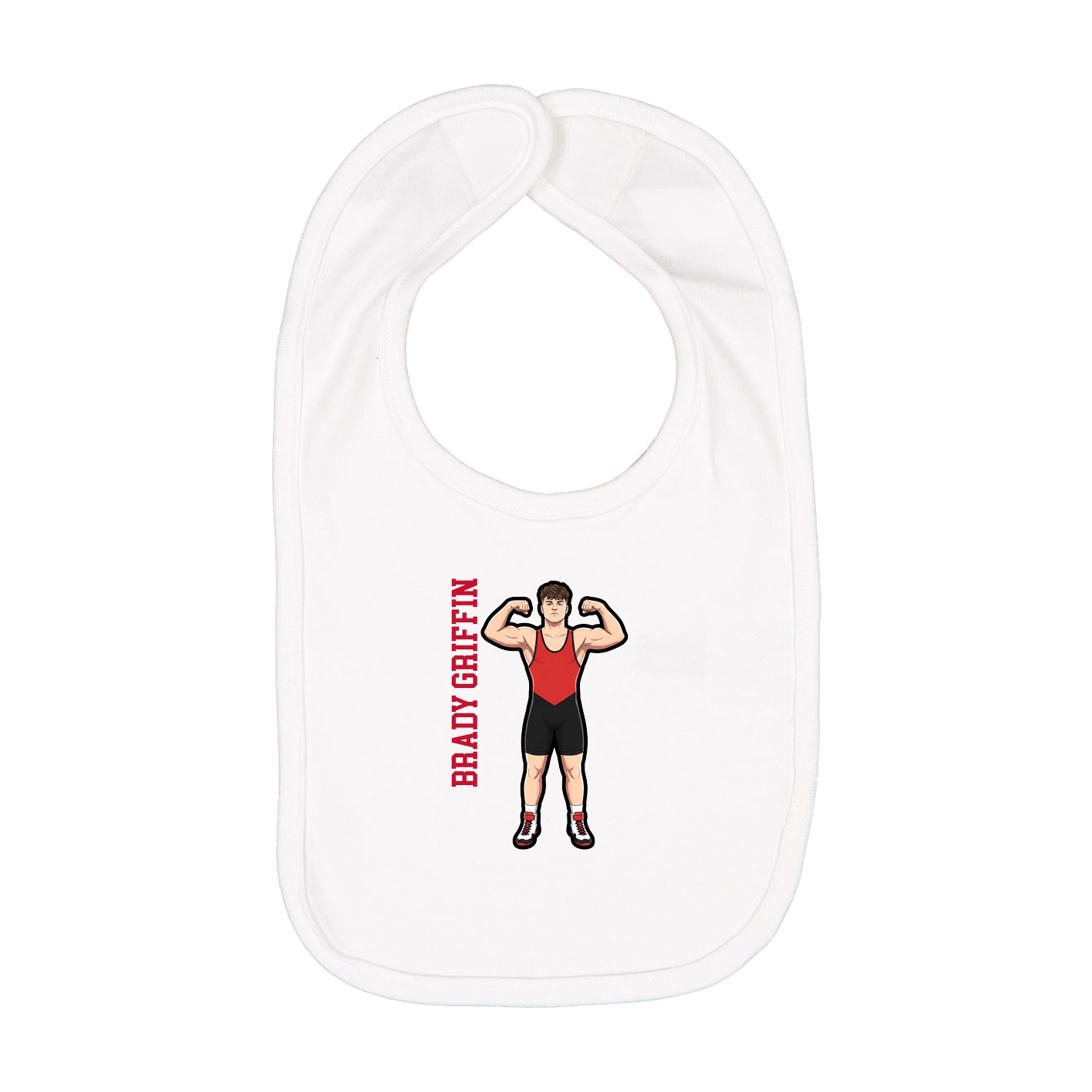 Infant Bib — Name Vertical in White