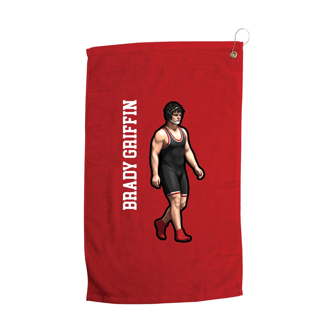 Golf Towel — Name Vertical in Red