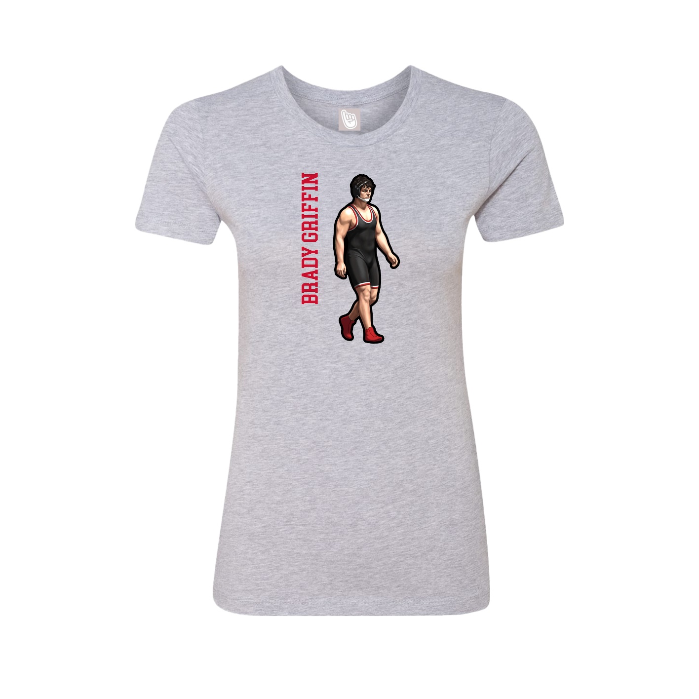 Fitted Women's Tee — Name Vertical in Grey