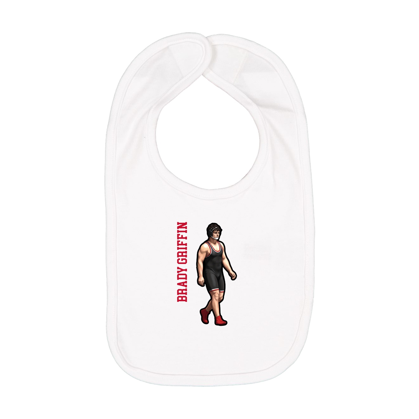 Infant Bib — Name Vertical in White