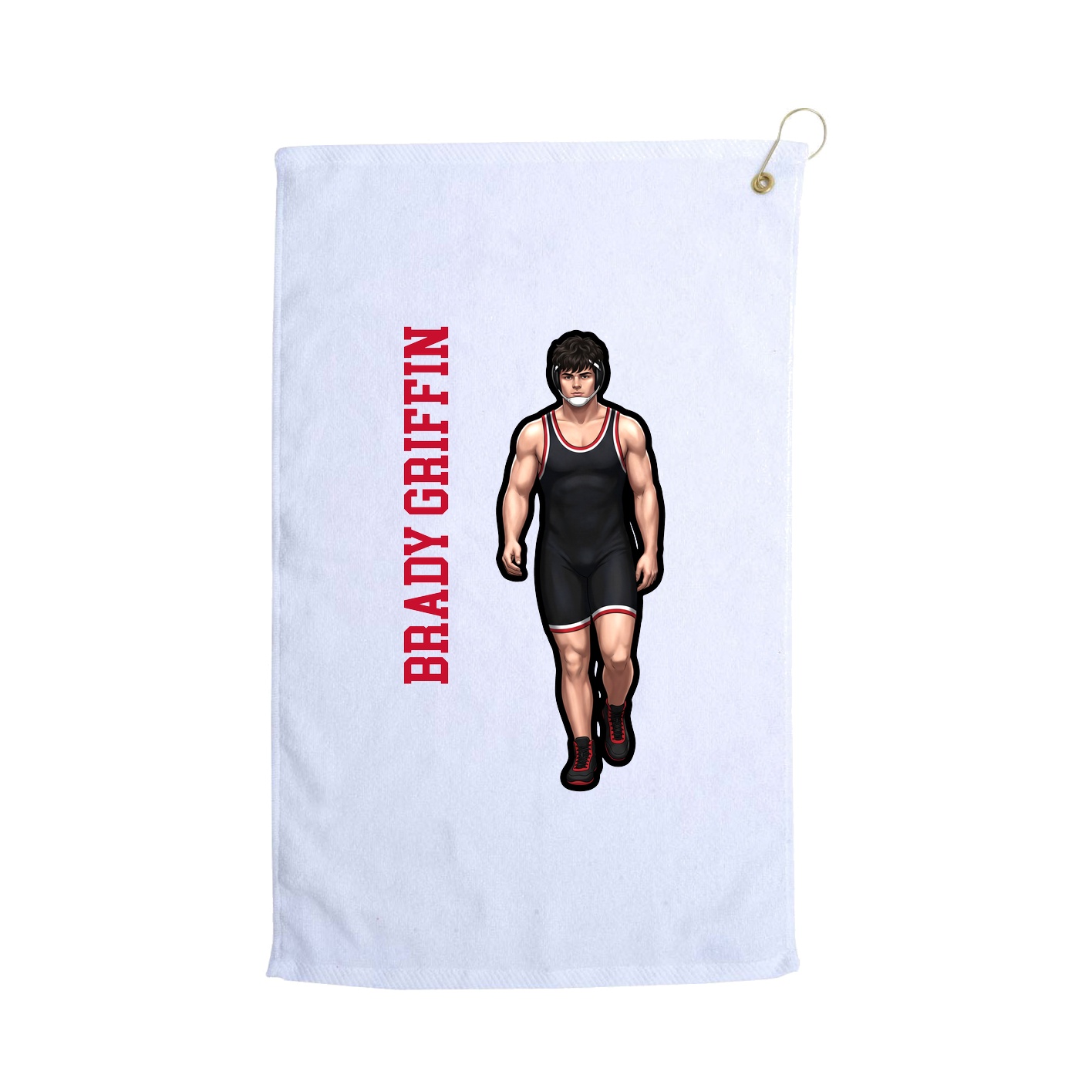 Golf Towel — Name Vertical in White