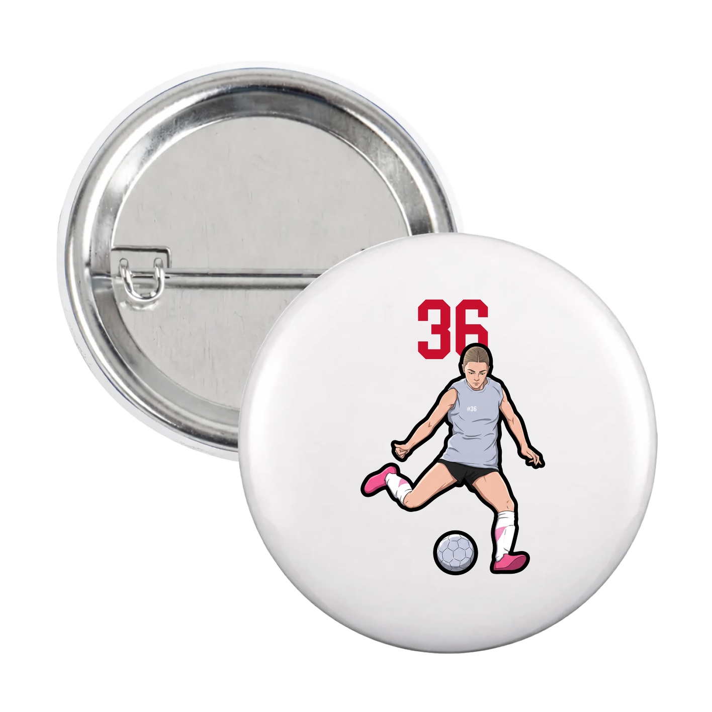 Game Day Button — Number Top in White