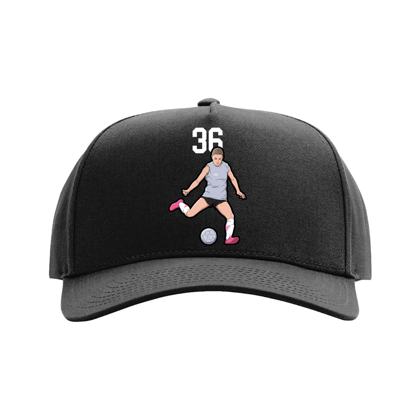 Full Fabric Five-Panel Champ Cap — Number Top in Black