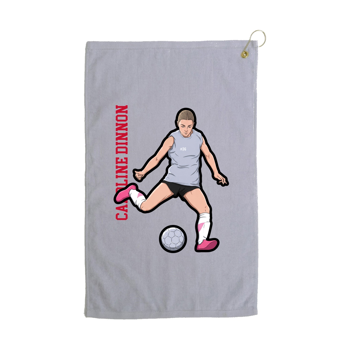 Golf Towel — Name Vertical in Grey