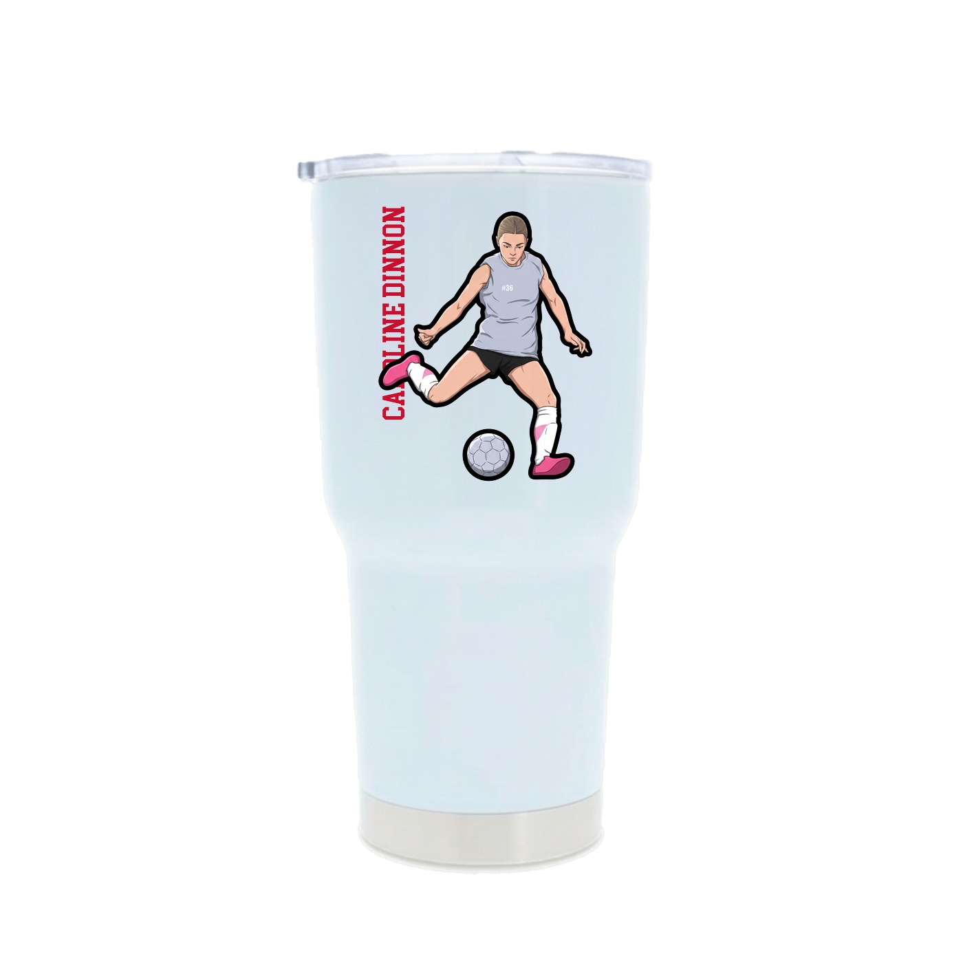30oz Stainless Steel Tumbler — Name Vertical in White
