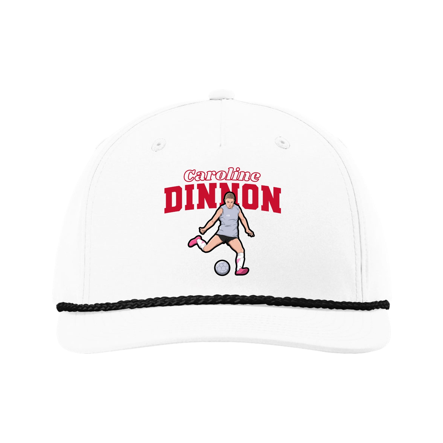 Five-Panel Classic Rope Cap — Name Arch in White
