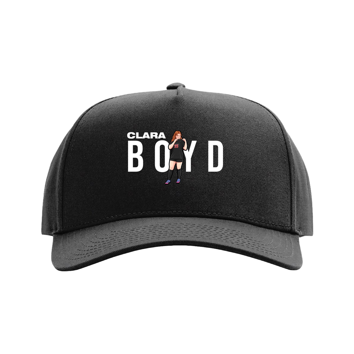 Full Fabric Five-Panel Champ Cap — Player Name in Black