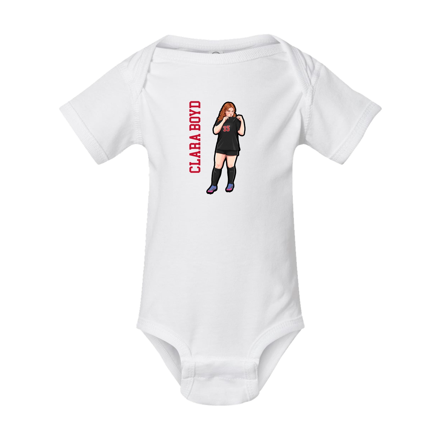 Baby Onesie — Name Vertical in White