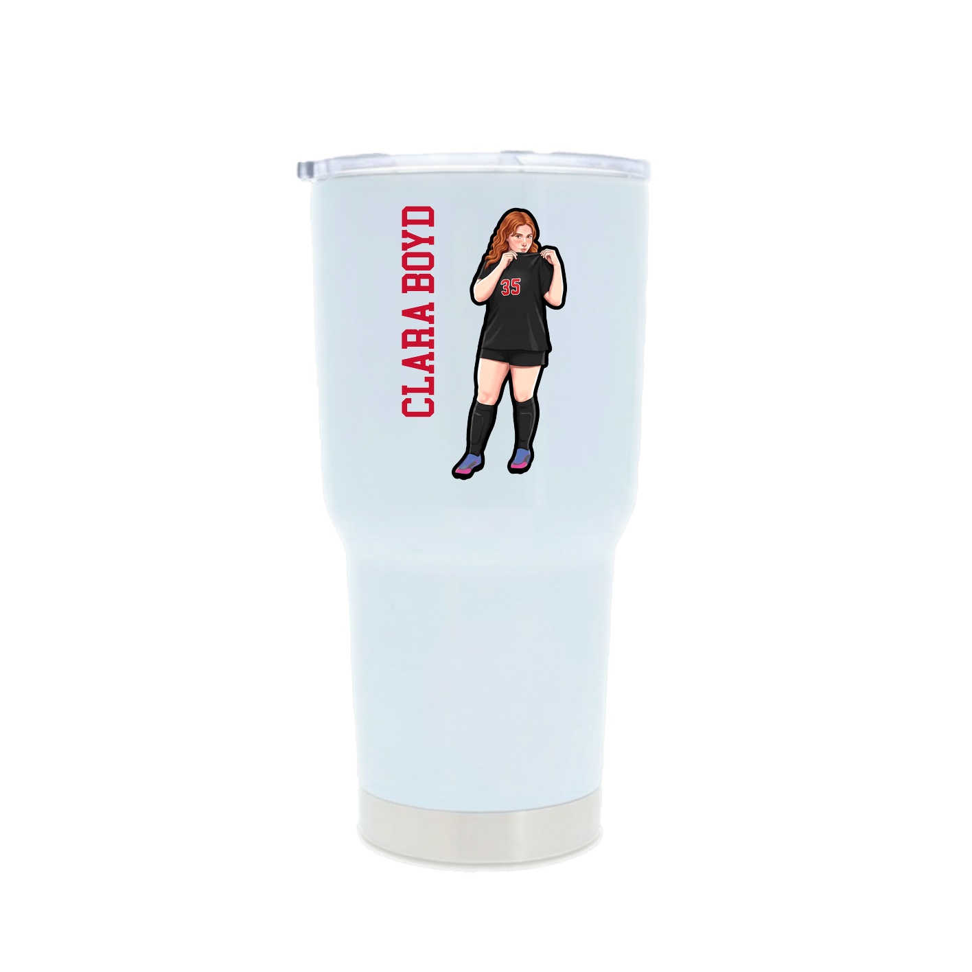 30oz Stainless Steel Tumbler — Name Vertical in White