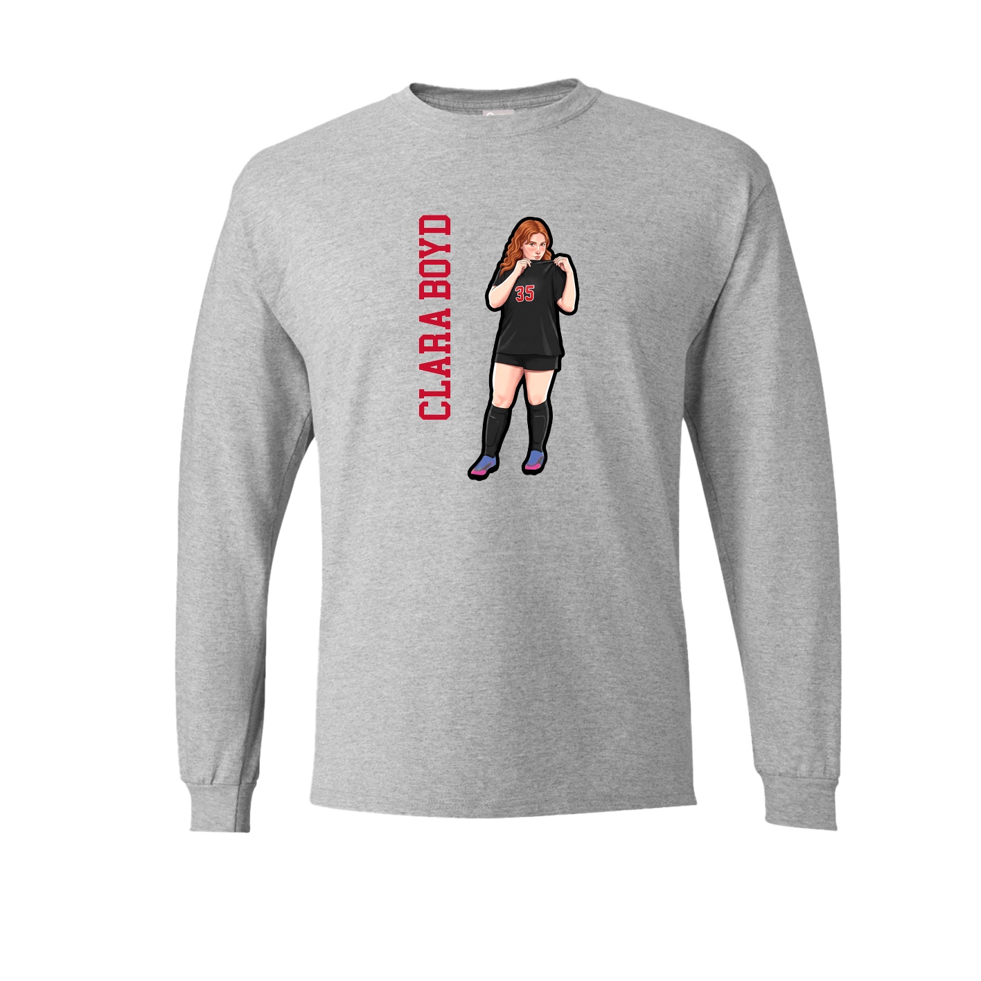 Long Sleeve Tee — Name Vertical in Grey