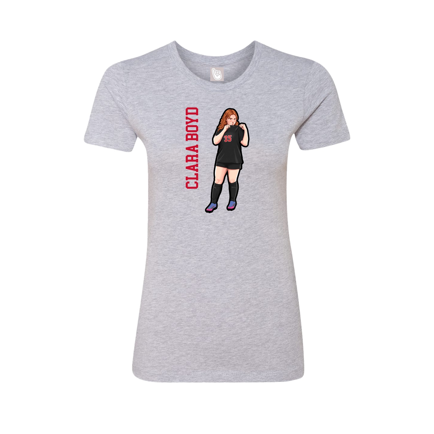 Fitted Women's Tee — Name Vertical in Grey