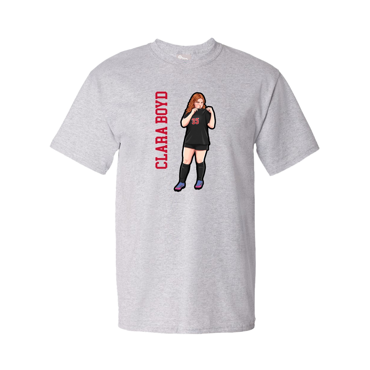 Youth Tee — Name Vertical in Grey
