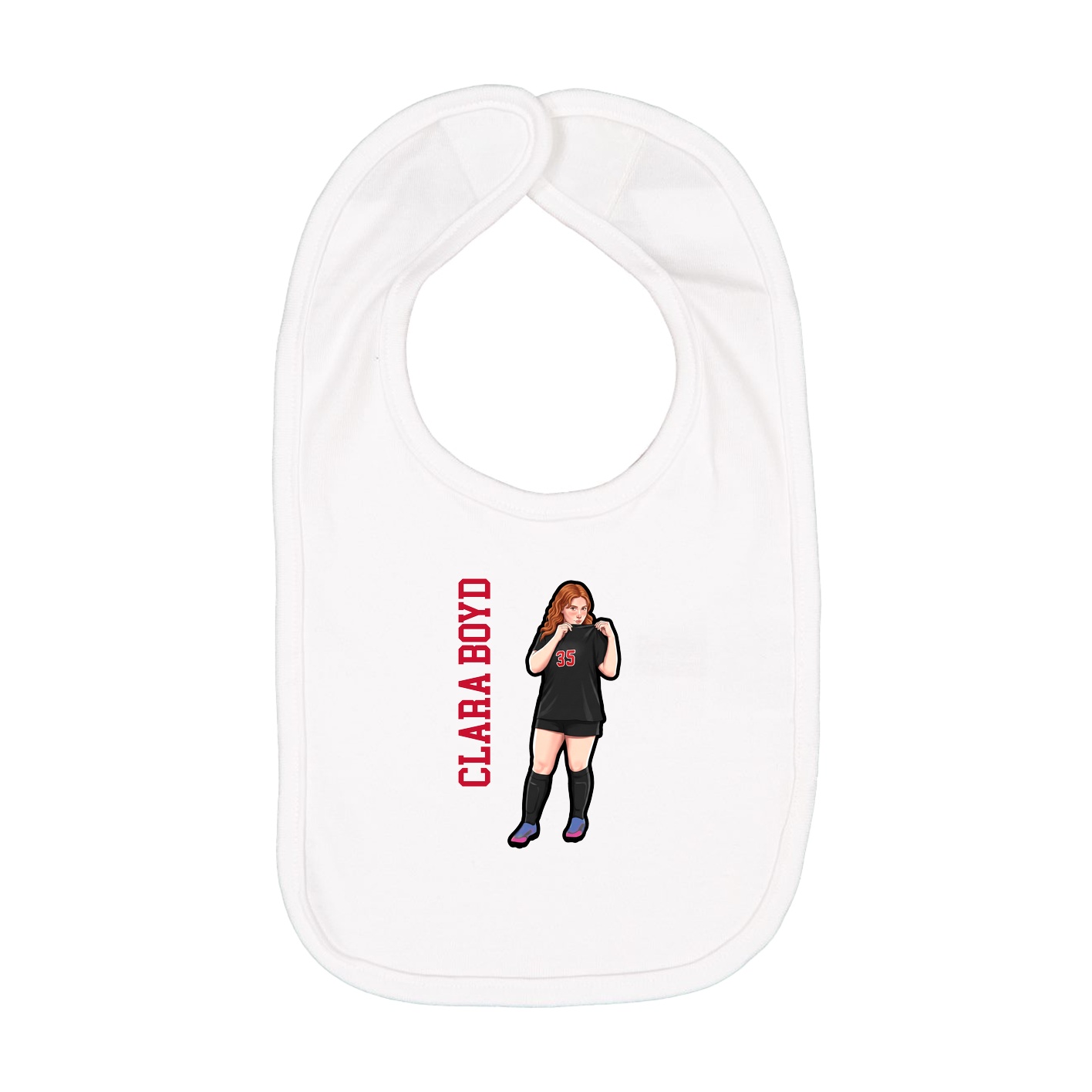 Infant Bib — Name Vertical in White