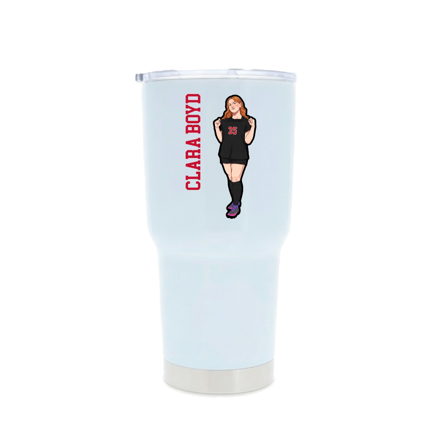 30oz Stainless Steel Tumbler — Name Vertical in White