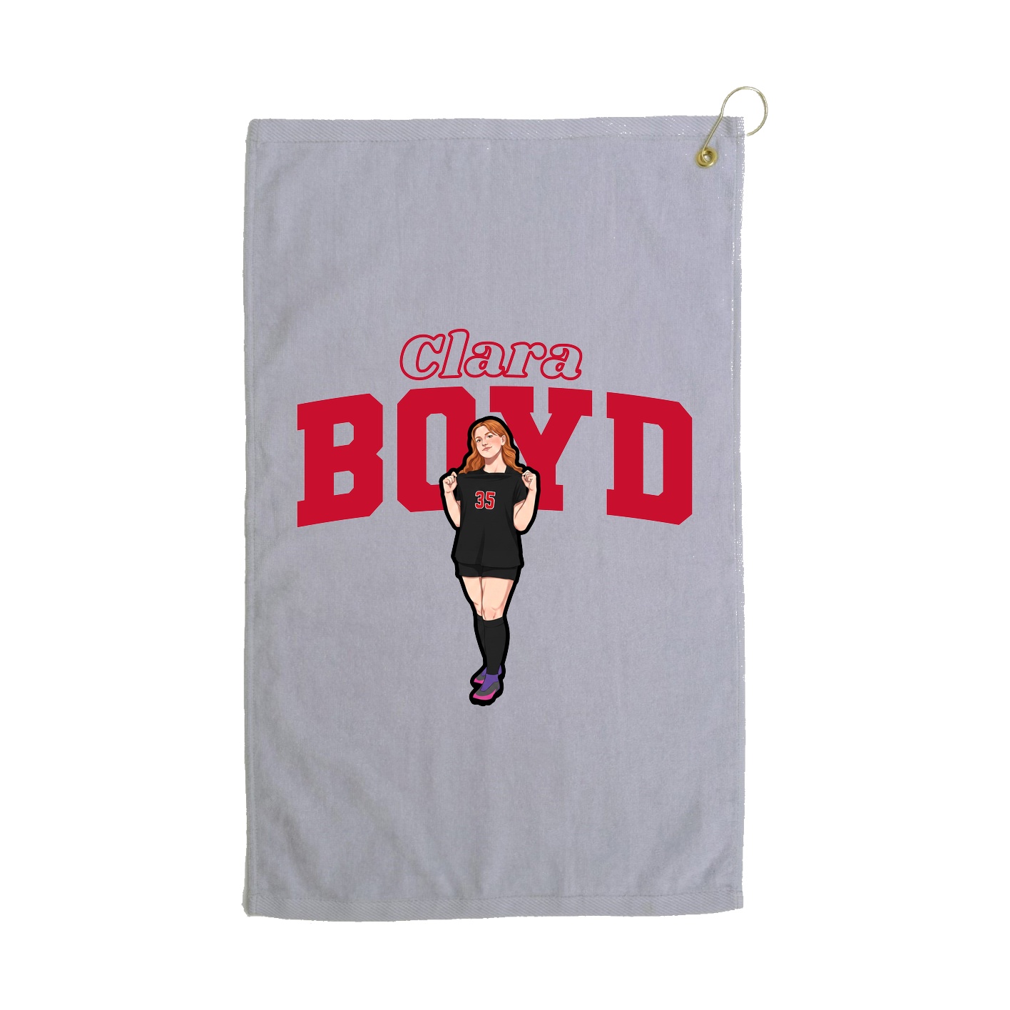 Golf Towel — Name Arch in Grey