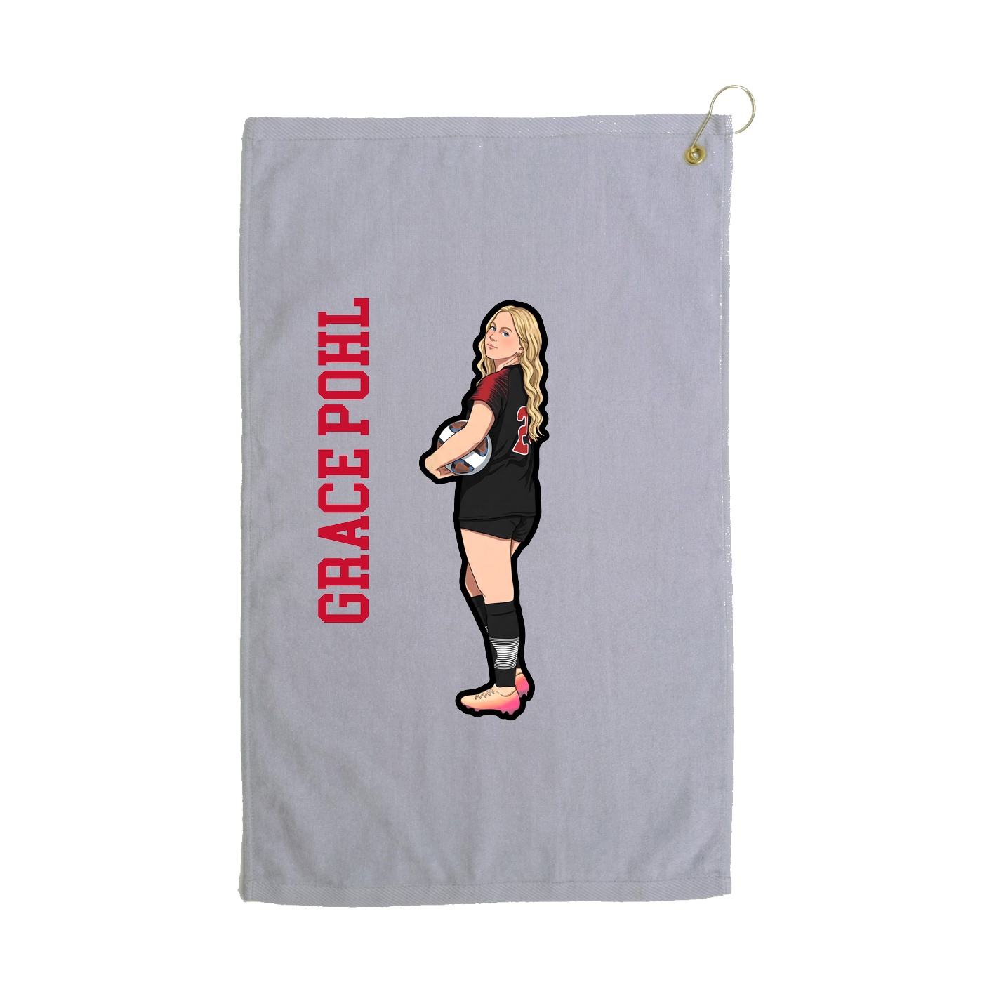 Golf Towel — Name Vertical in Grey
