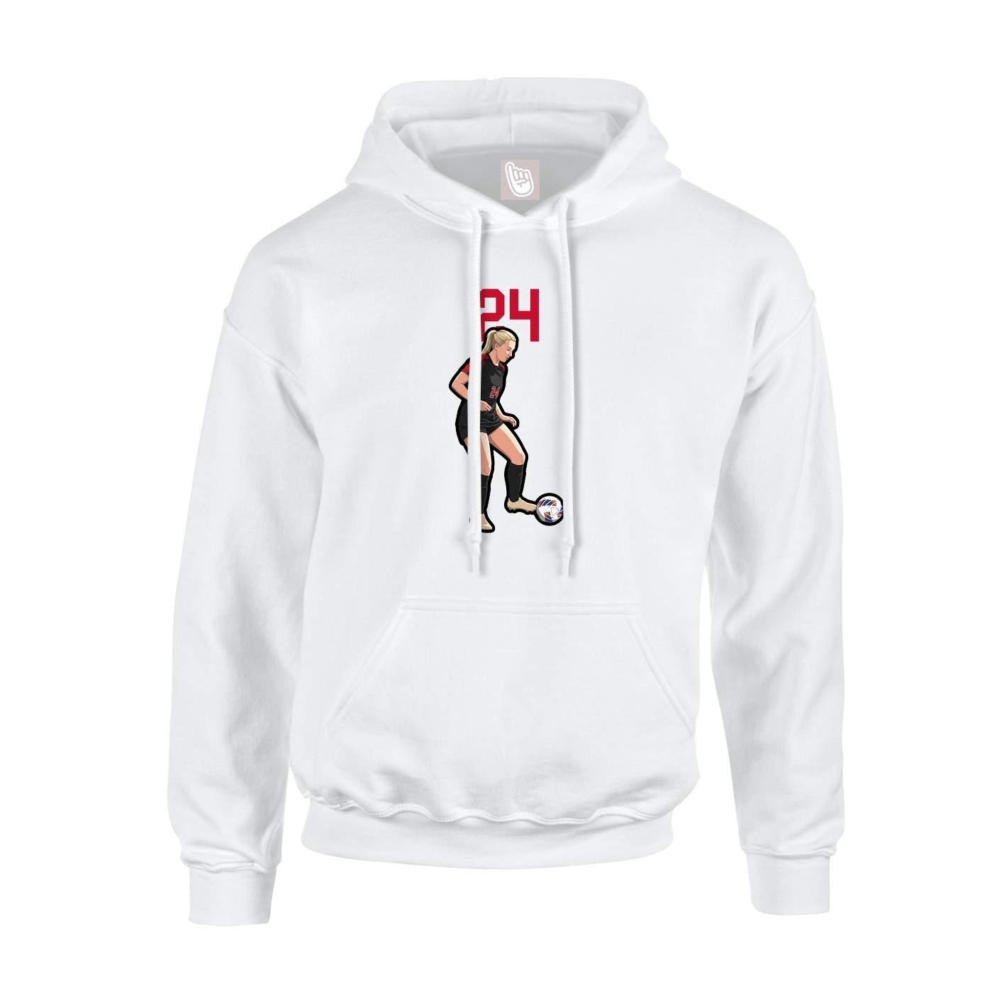 Youth Hoodie — Number Top in White