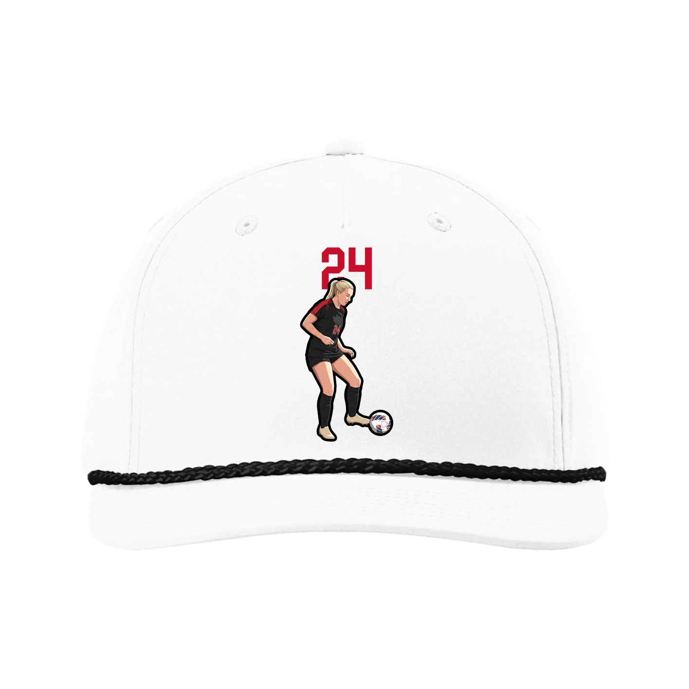Five-Panel Classic Rope Cap — Number Top in White