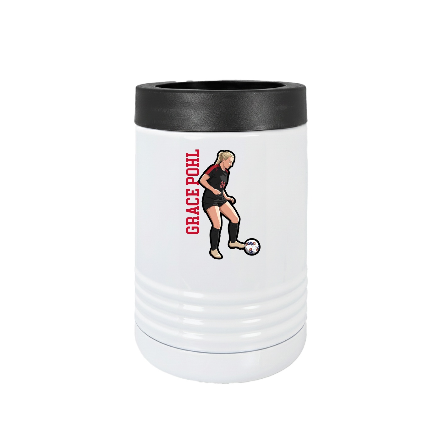 Beverage Holder — Name Vertical in White