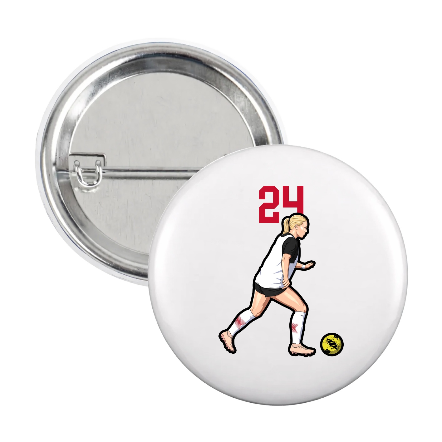 Game Day Button — Number Top in White