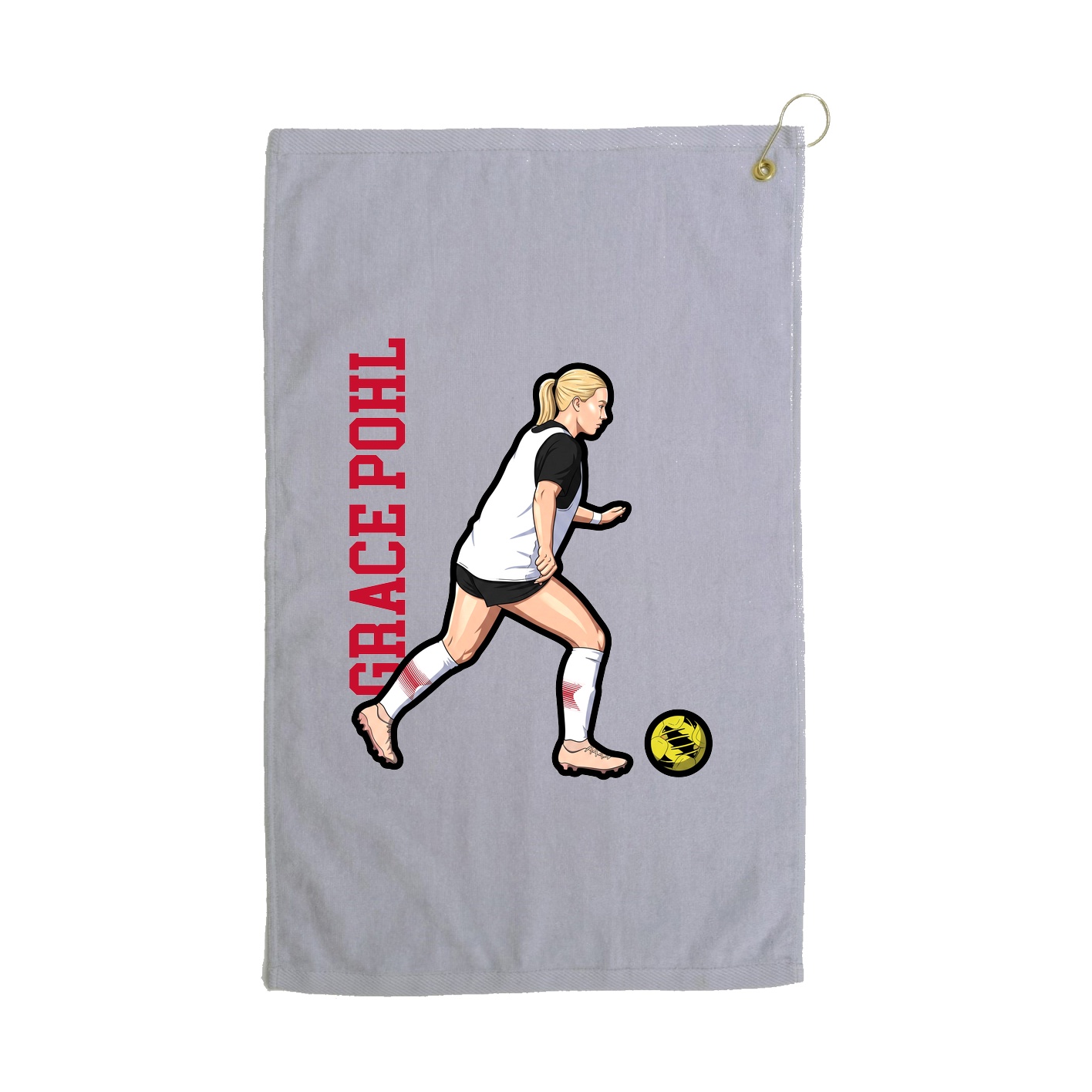 Golf Towel — Name Vertical in Grey