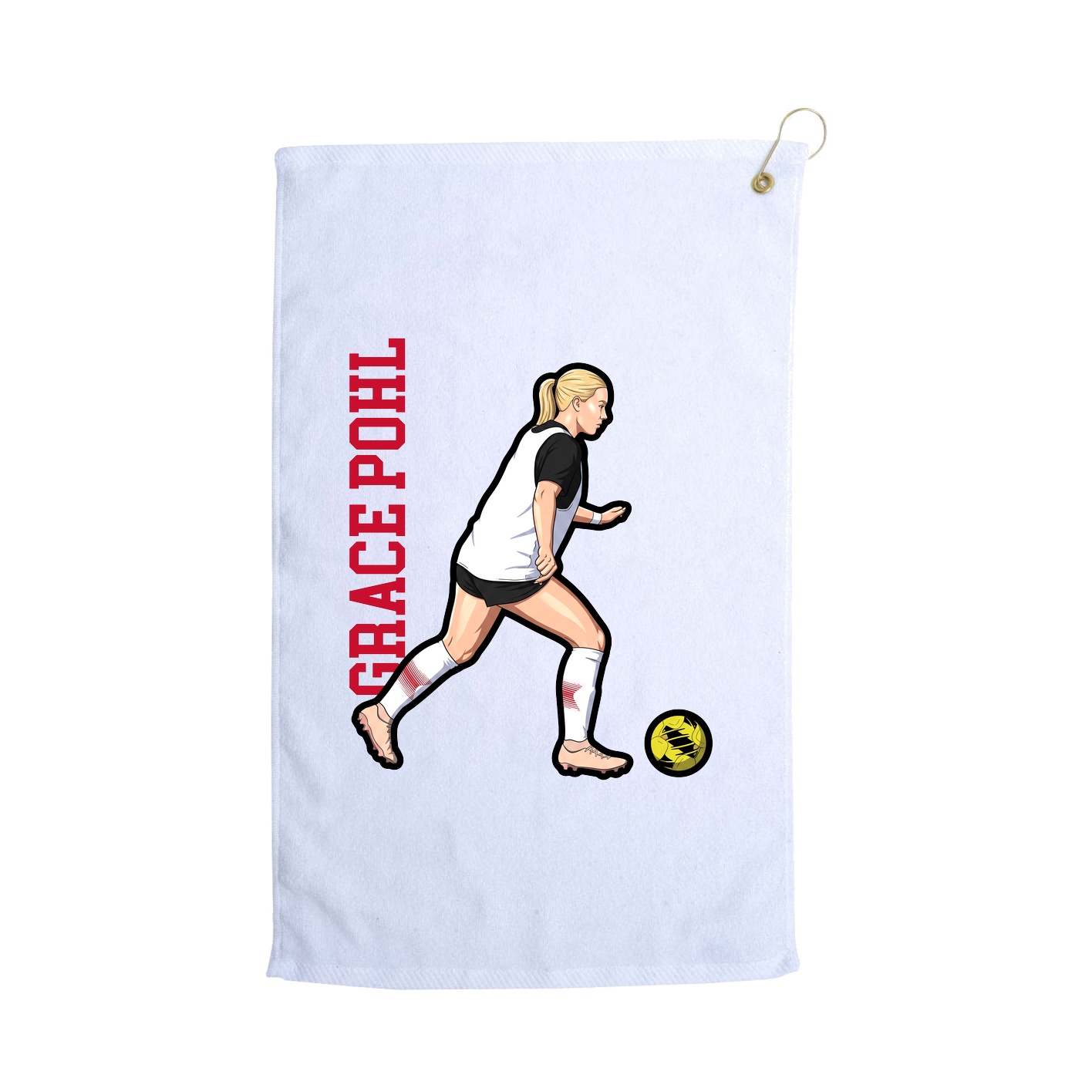 Golf Towel — Name Vertical in White