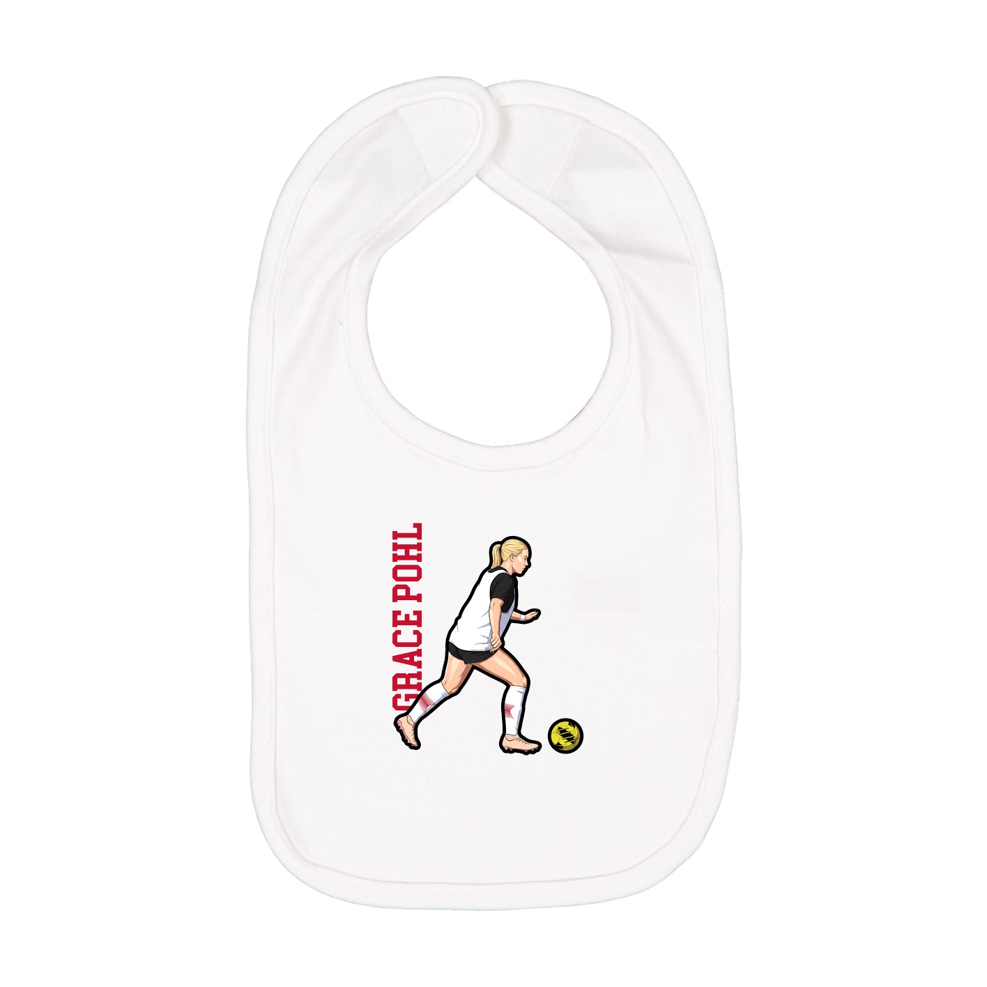 Infant Bib — Name Vertical in White