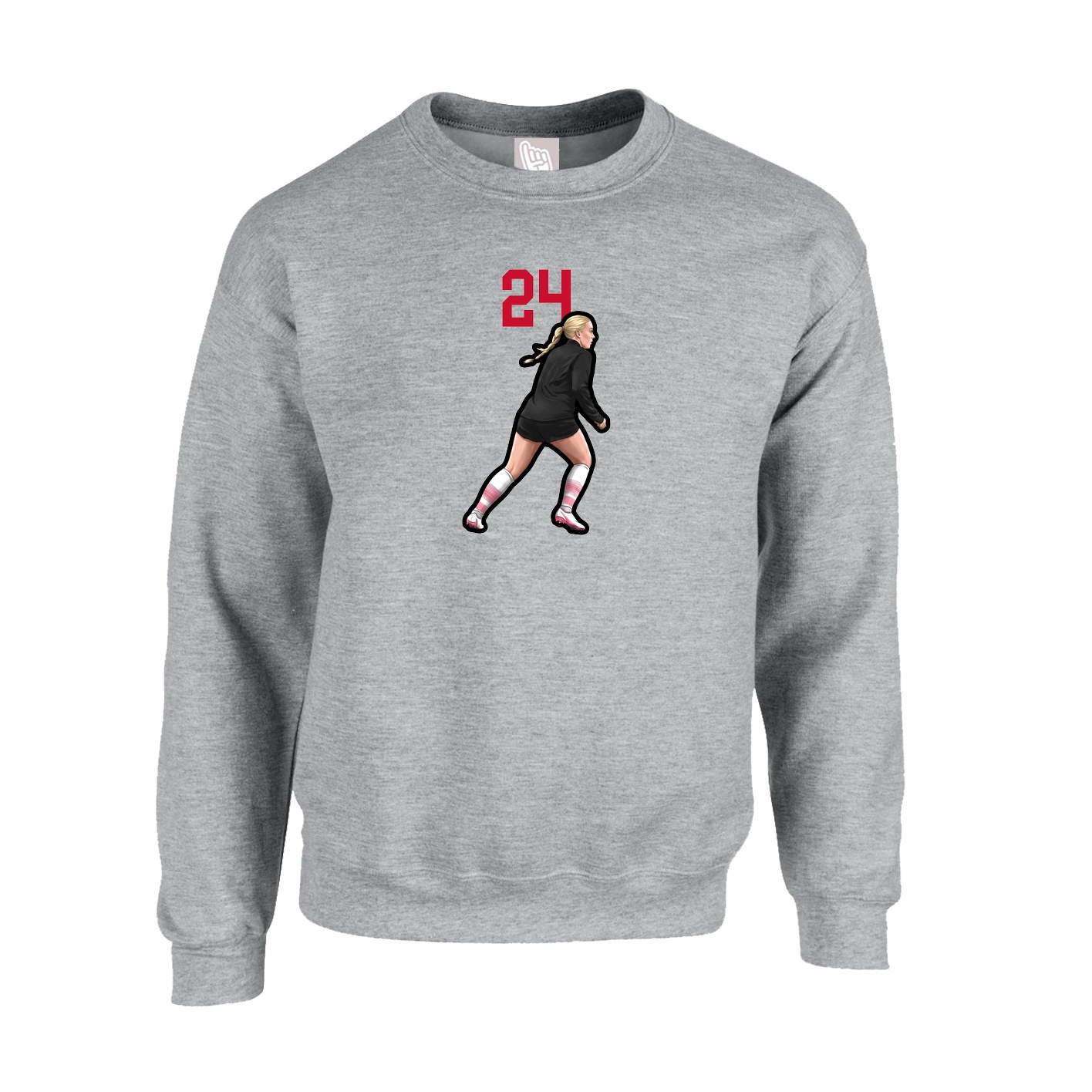 Fleece Crew — Number Top in Grey