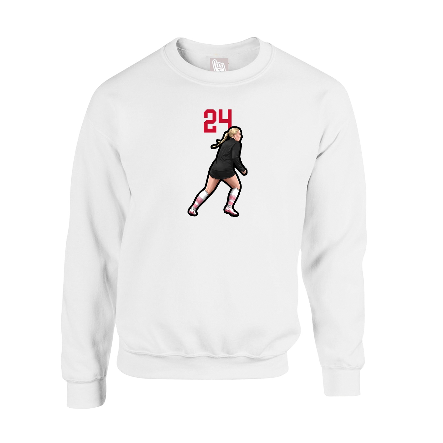 Fleece Crew — Number Top in White