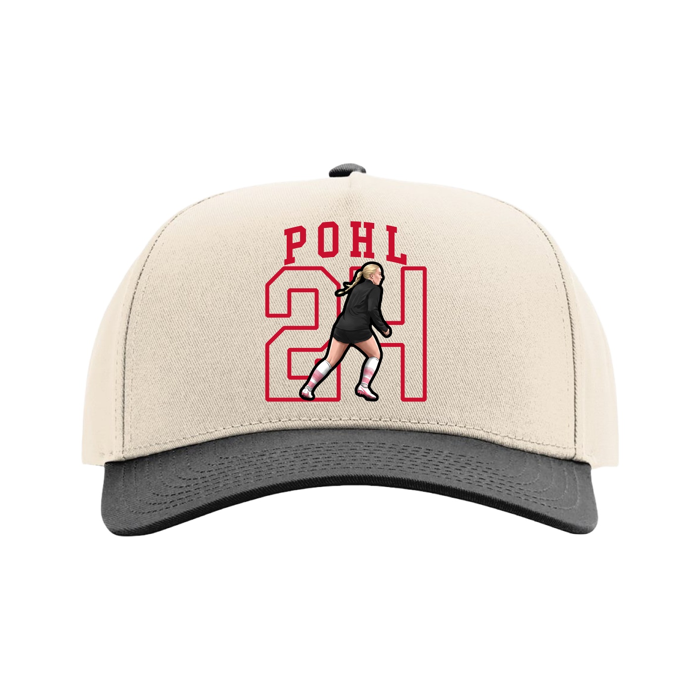 Full Fabric Five-Panel Champ Cap — Shirsey in Cream/Black
