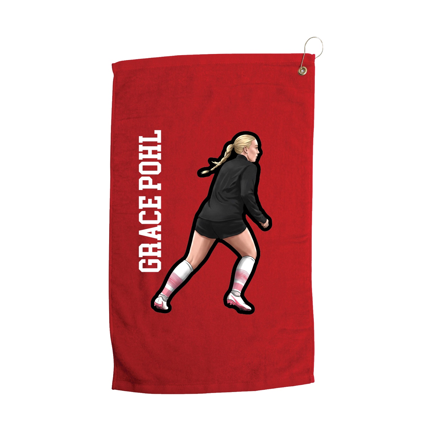 Golf Towel — Name Vertical in Red