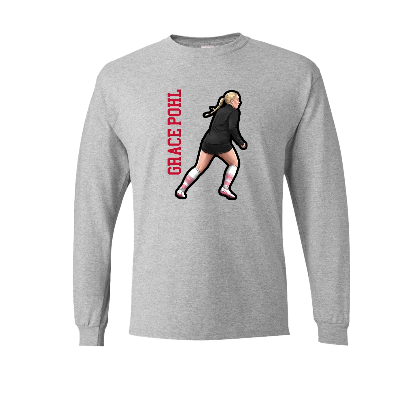 Long Sleeve Tee — Name Vertical in Grey