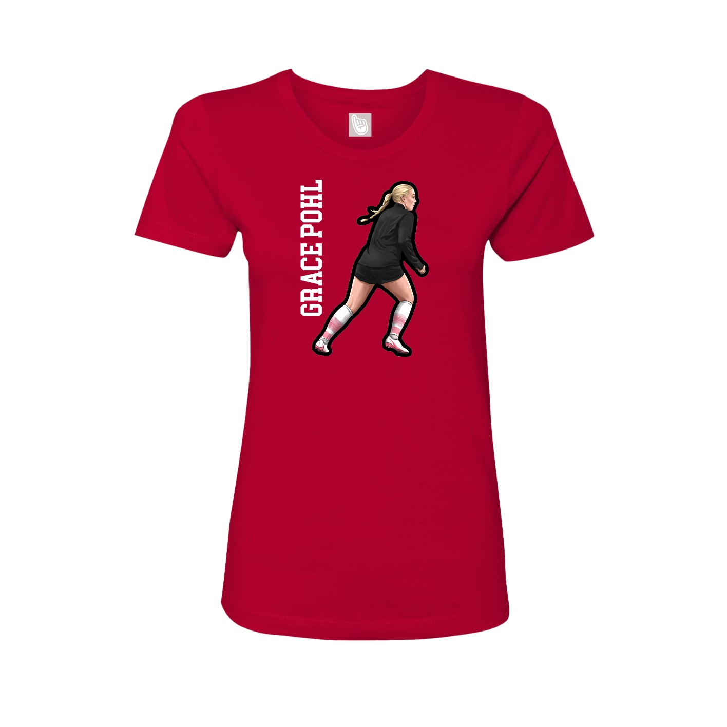 Womens Tee — Name Vertical in Red