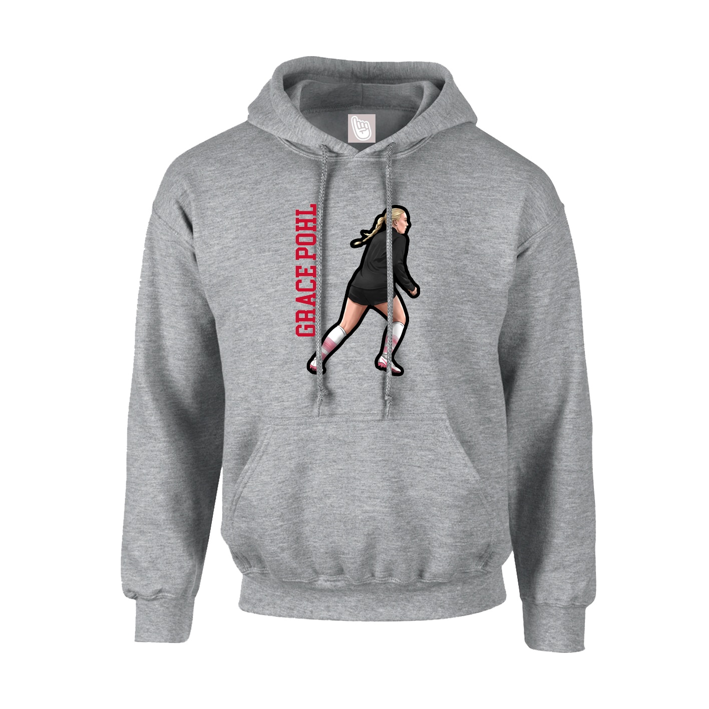 Youth Hoodie — Name Vertical in Grey