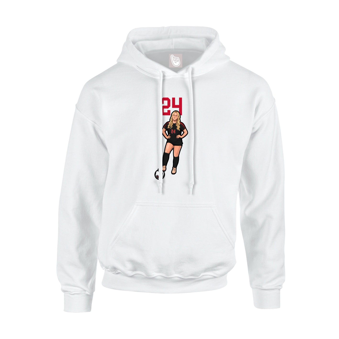 Youth Hoodie — Number Top in White