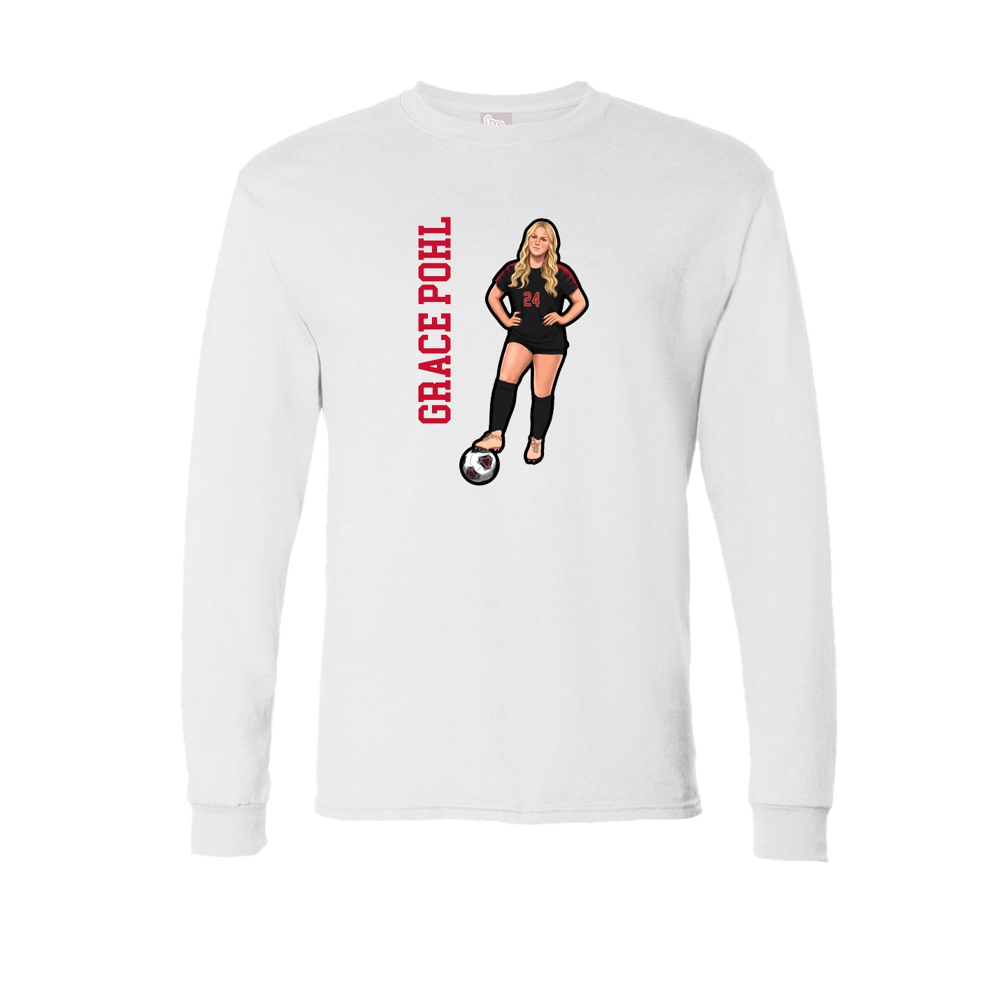 Long Sleeve Tee — Name Vertical in White