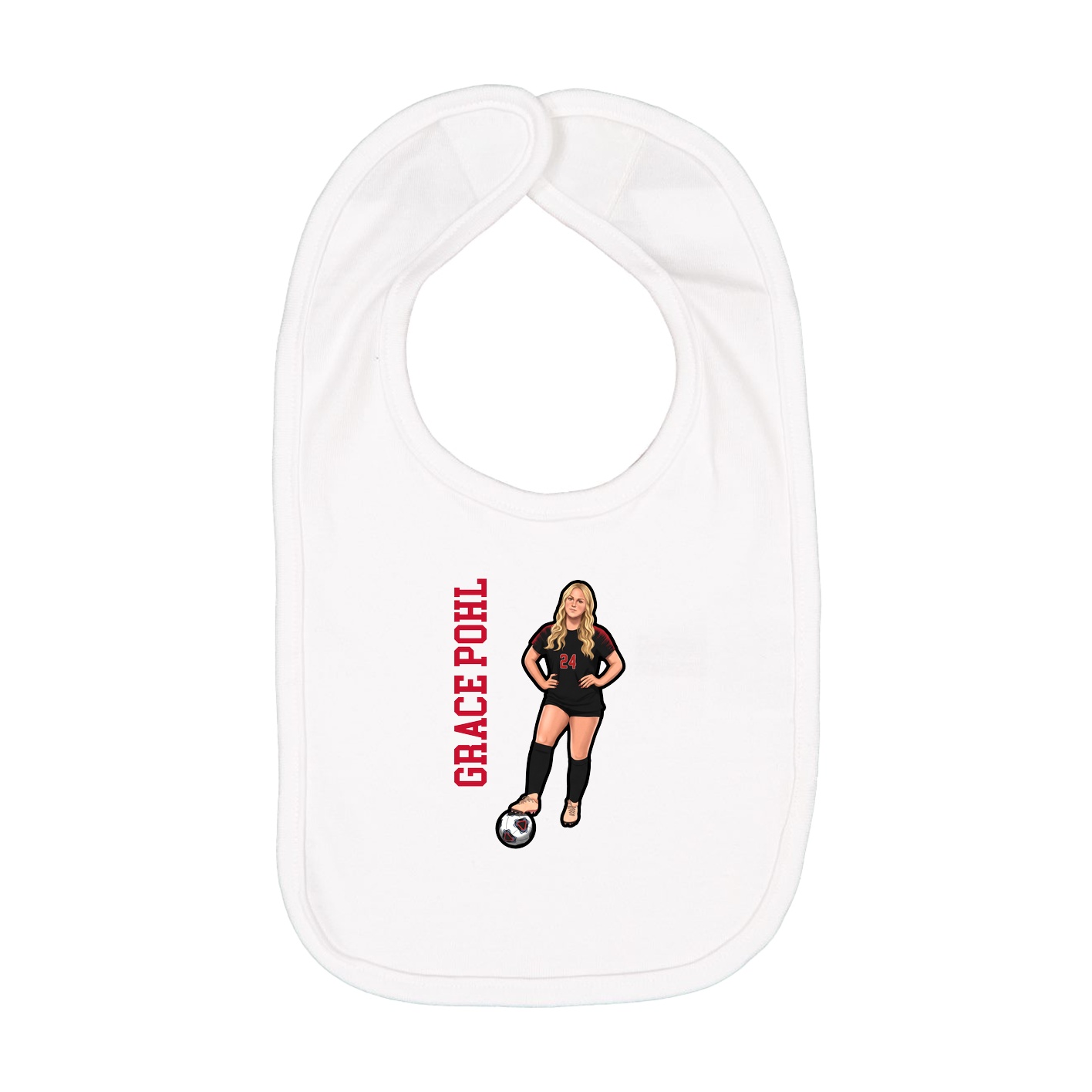 Infant Bib — Name Vertical in White