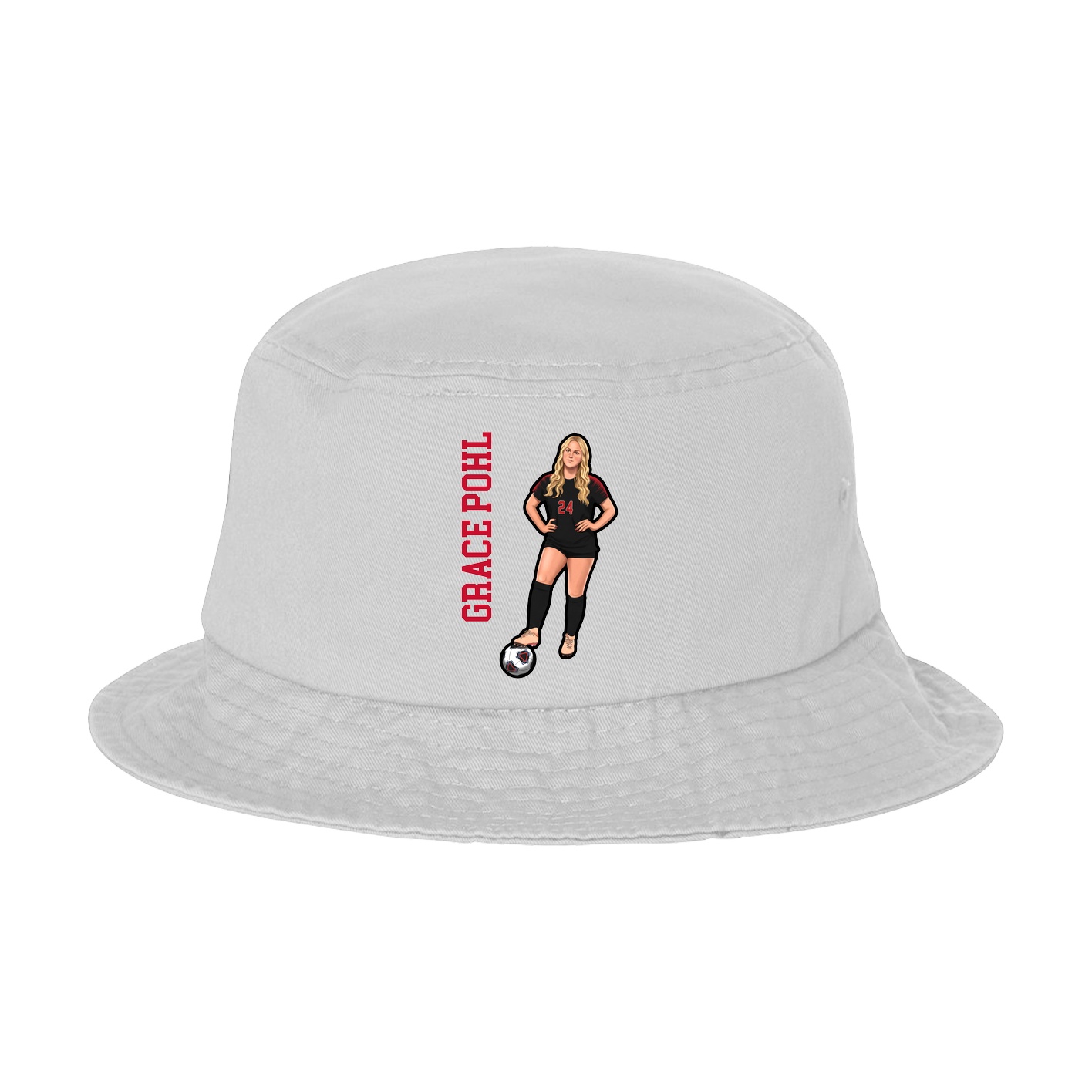 Bucket Cap — Name Vertical in White