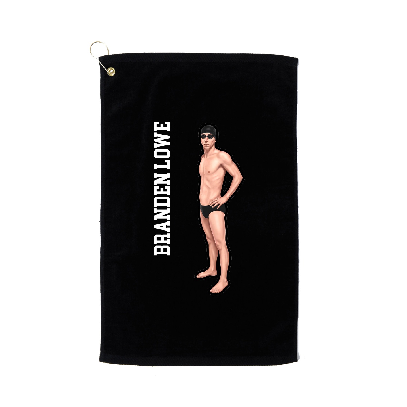 Golf Towel — Name Vertical in Black