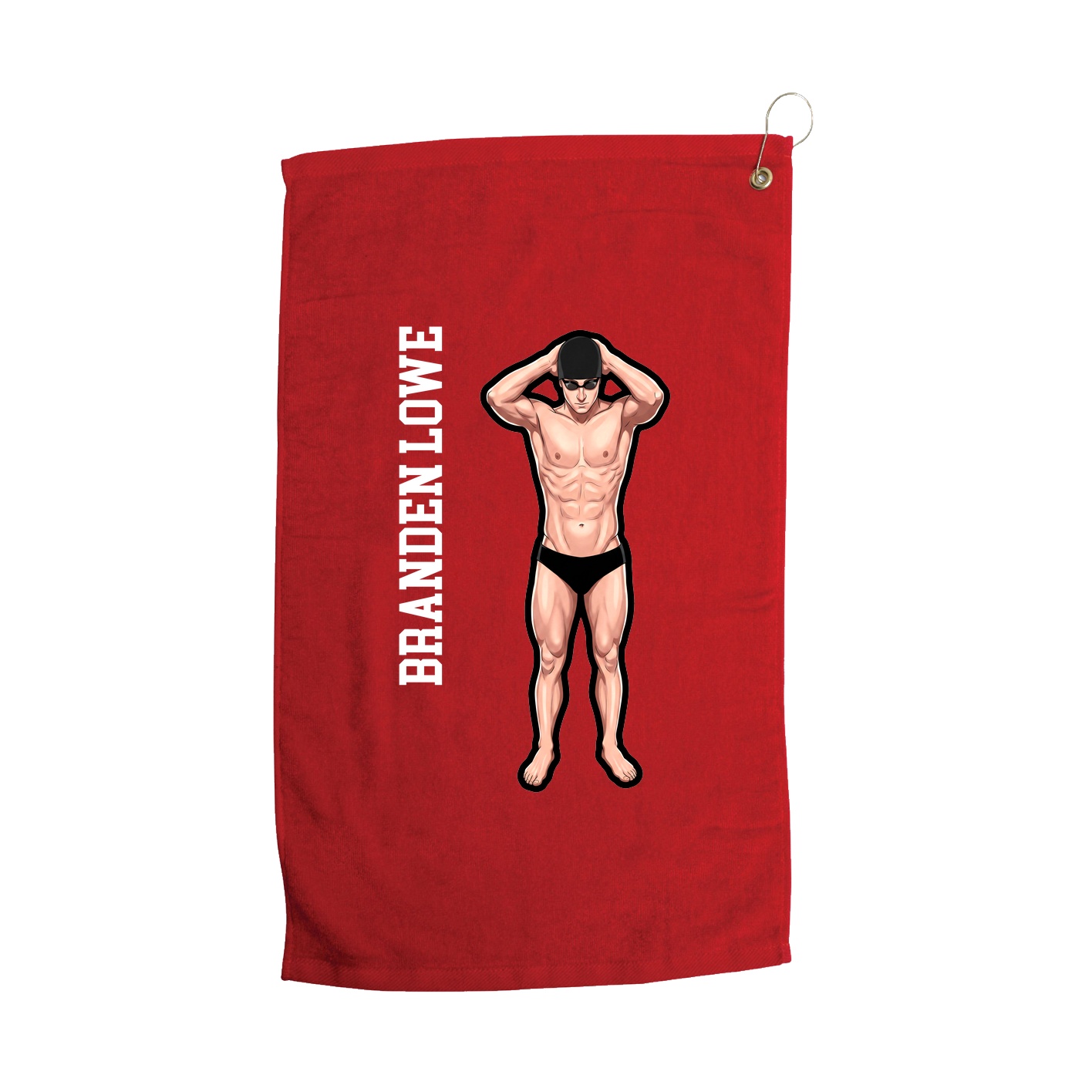 Golf Towel — Name Vertical in Red