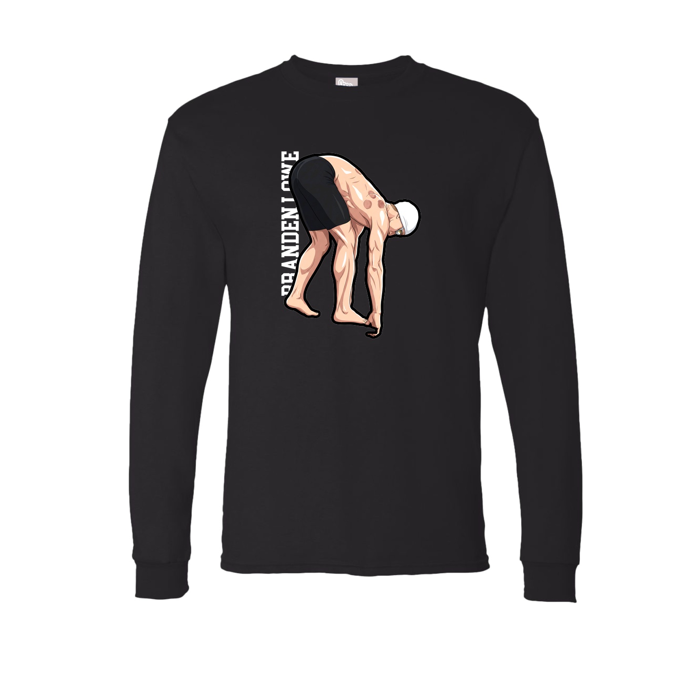Long Sleeve Tee — Name Vertical in Black