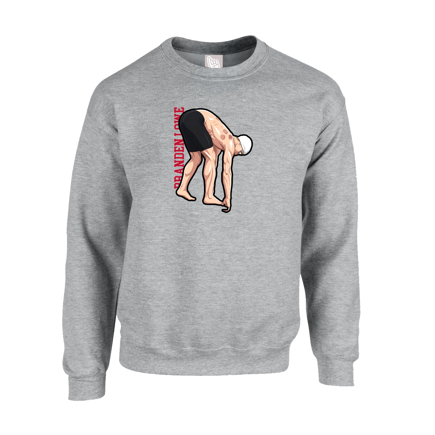 Fleece Crew — Name Vertical in Grey