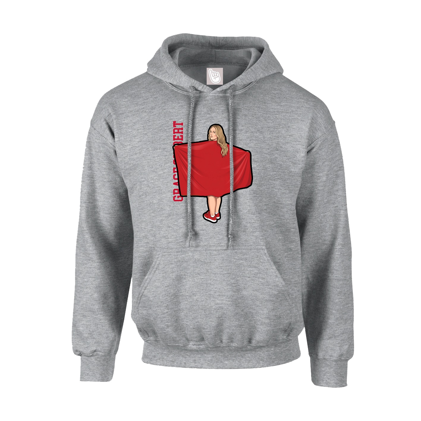 Hoodie — Name Vertical in Grey