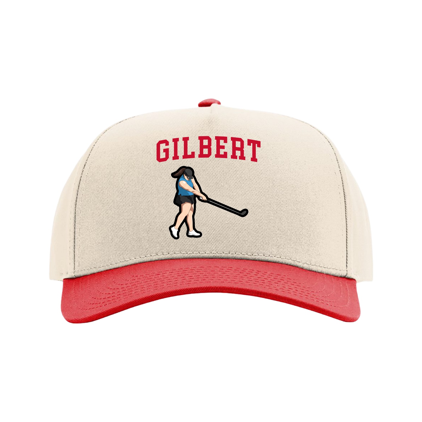Full Fabric Five-Panel Champ Cap — Shirsey in Cream/Red