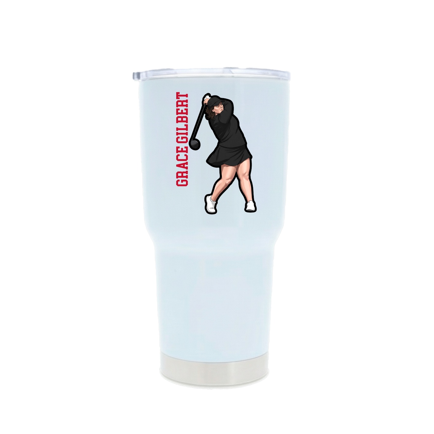 30oz Stainless Steel Tumbler — Name Vertical in White