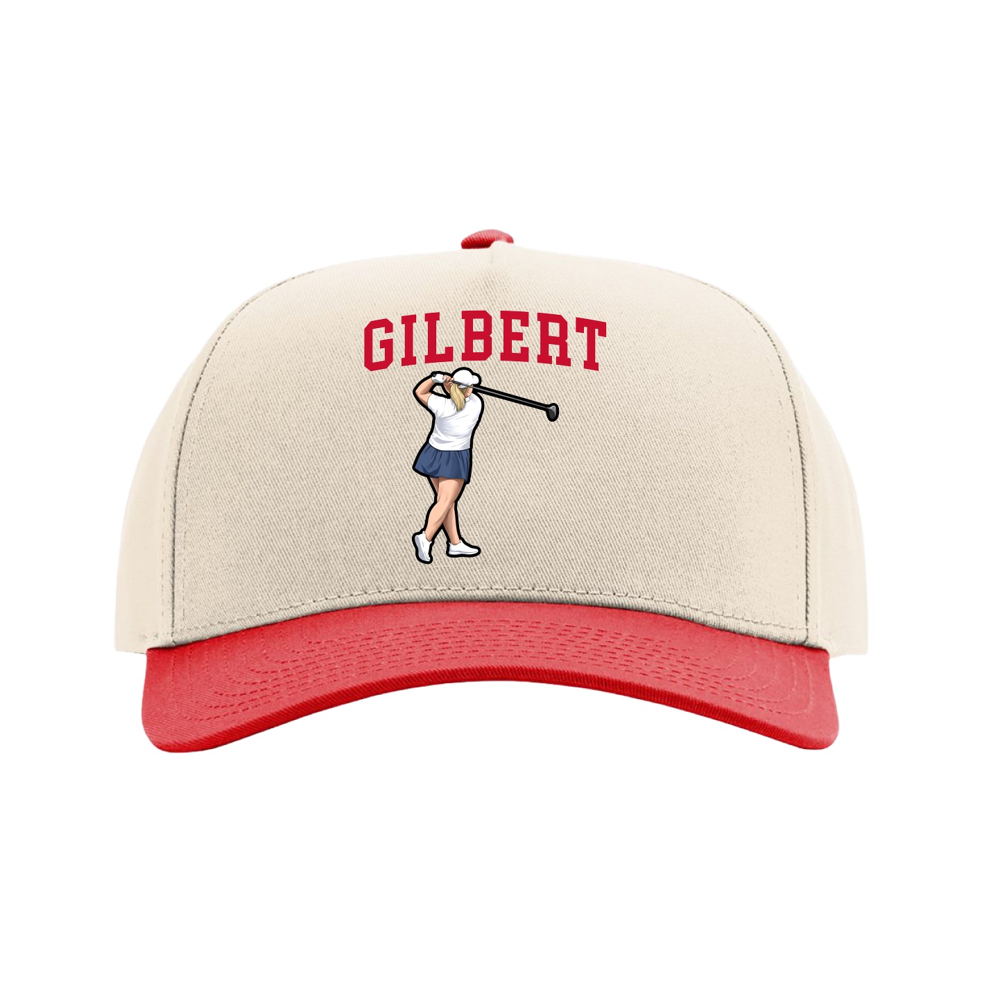Full Fabric Five-Panel Champ Cap — Shirsey in Cream/Red