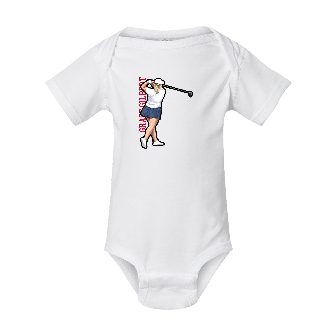 Baby Onesie — Name Vertical in White