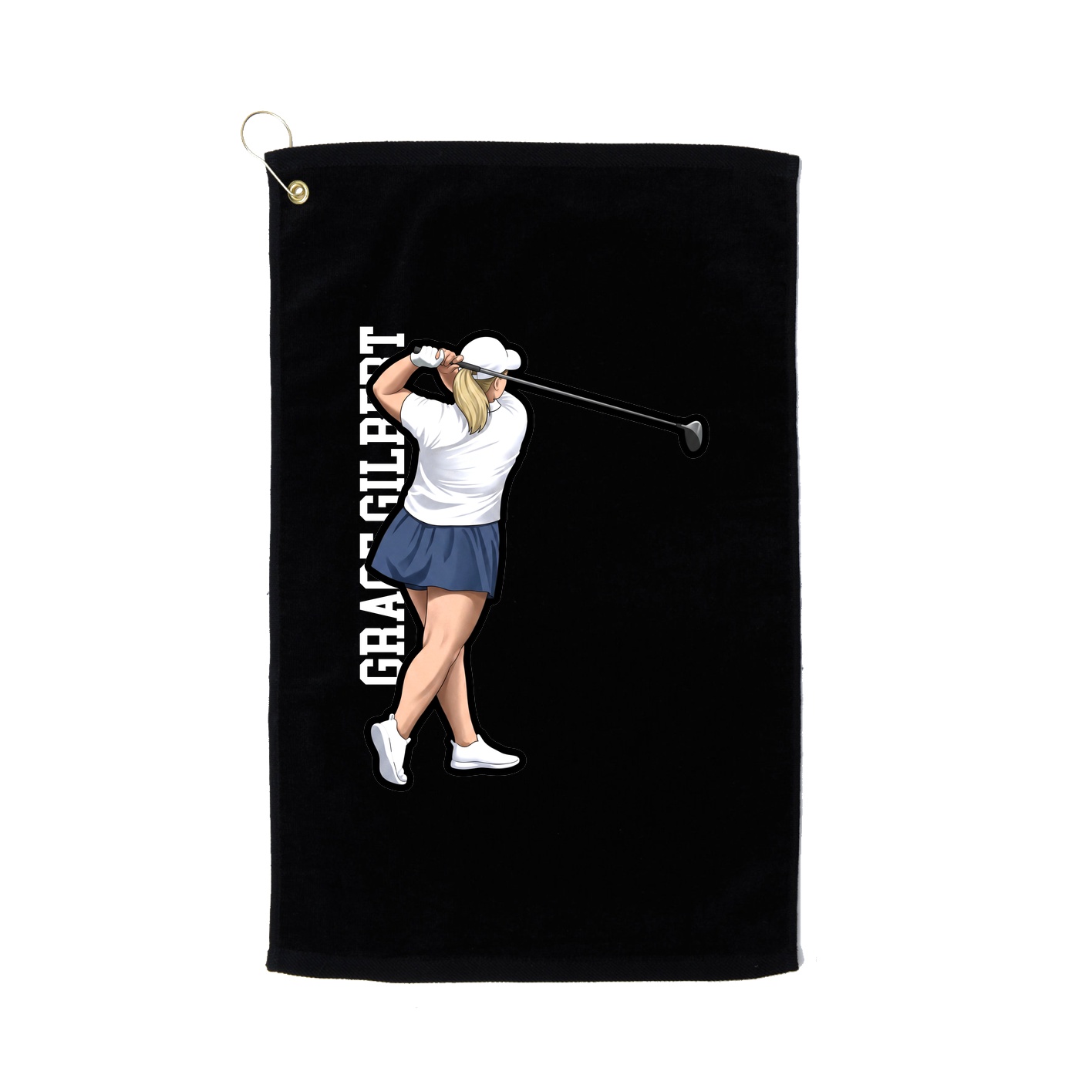 Golf Towel — Name Vertical in Black