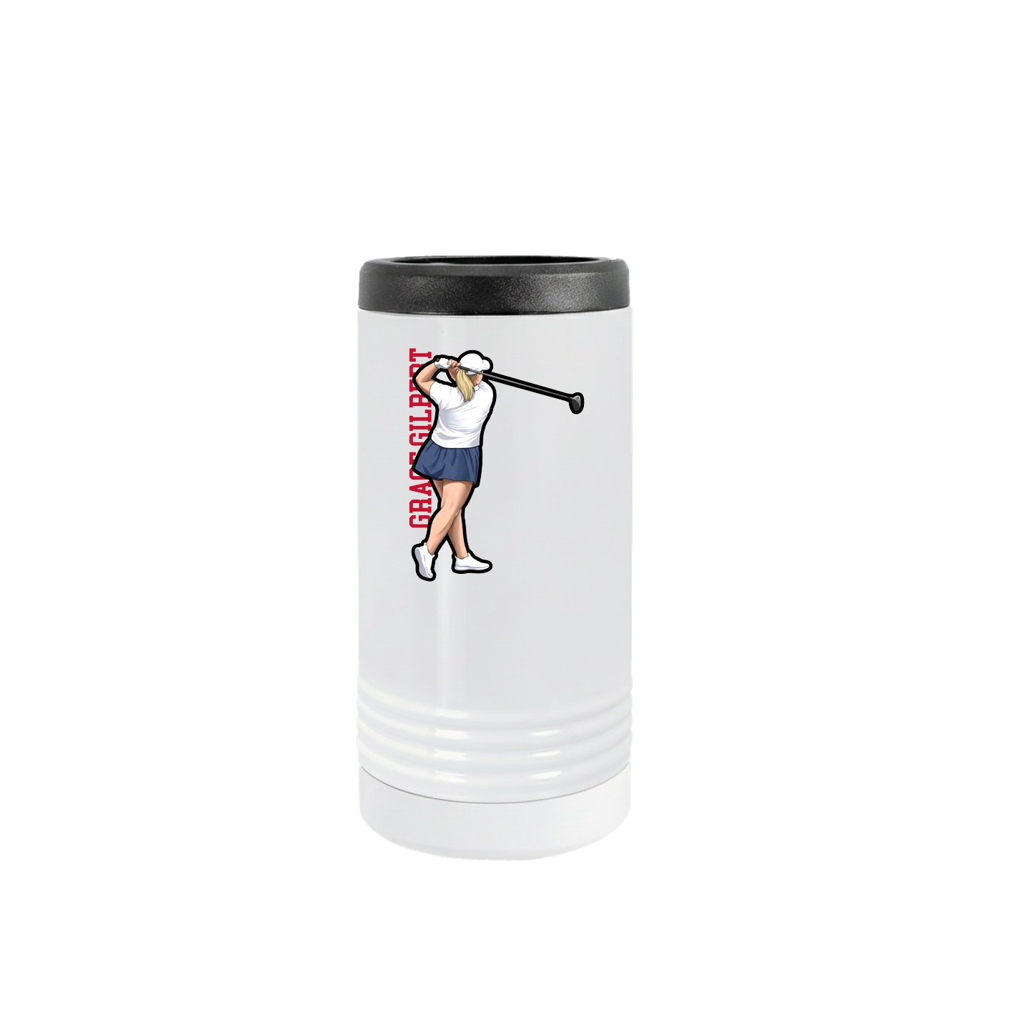Slim Beverage Holder — Name Vertical in White