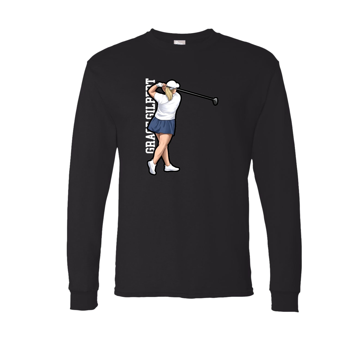 Long Sleeve Tee — Name Vertical in Black